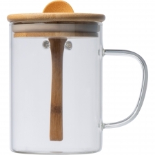Kubek szklany z łyżeczką JACKSON 420 ml