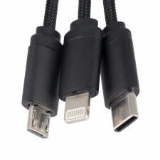 Kabel 3w1 z podświetlanym logo w drewnianej obudowie - LH-ZM04