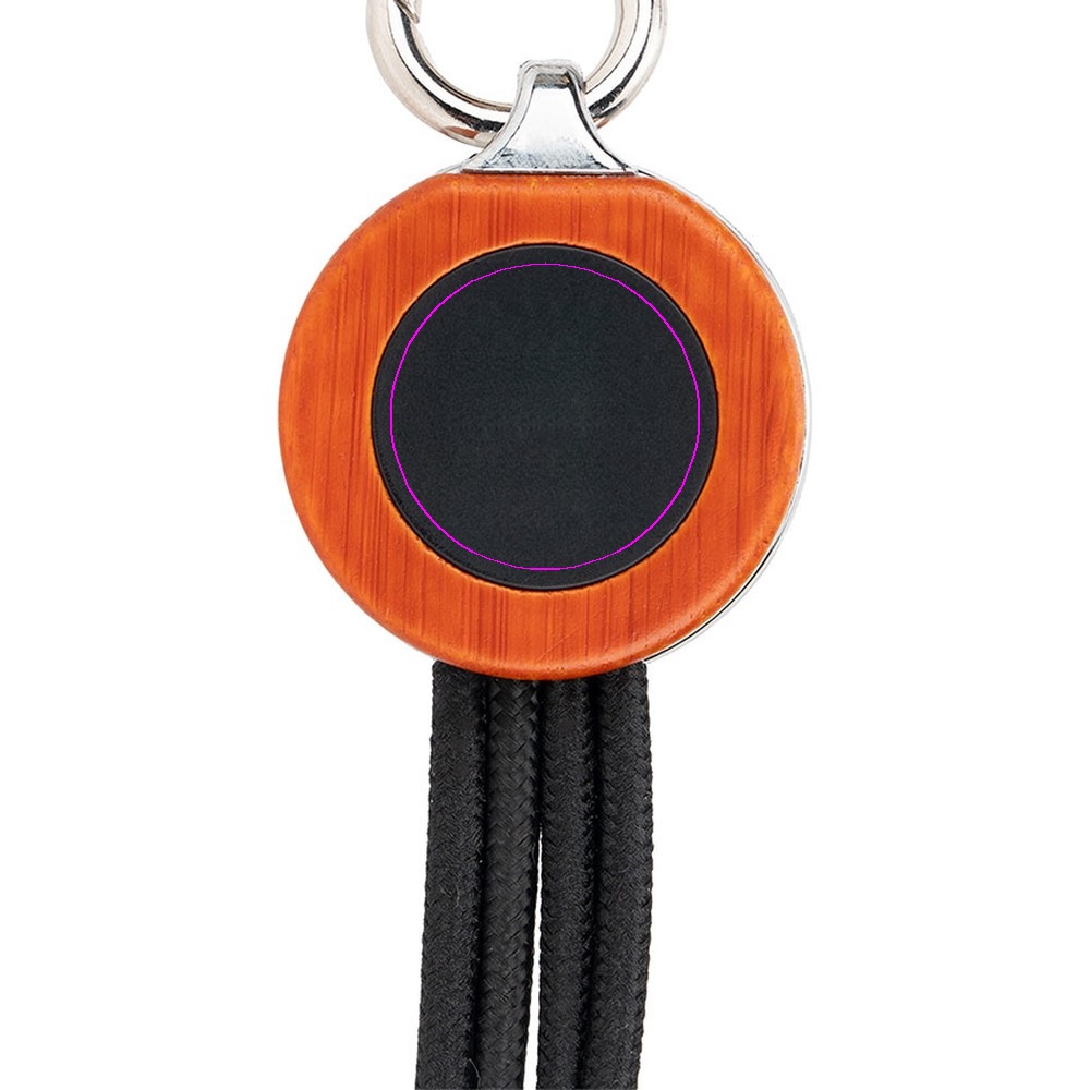 Kabel 3 w 1 z podświetlanym logo w drewnianej obudowie